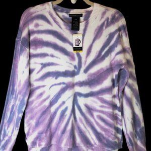 Design History Womens Tie Dye Pullover Sweater Purple White Medium